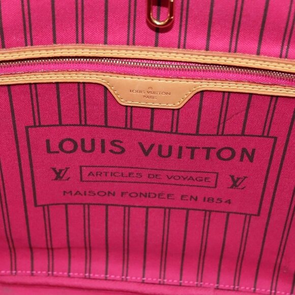 LOUIS VUITTON Monogram V Line Neverfull MM Tote Bag Pink LV Auth BD681A - Picture 10 of 16